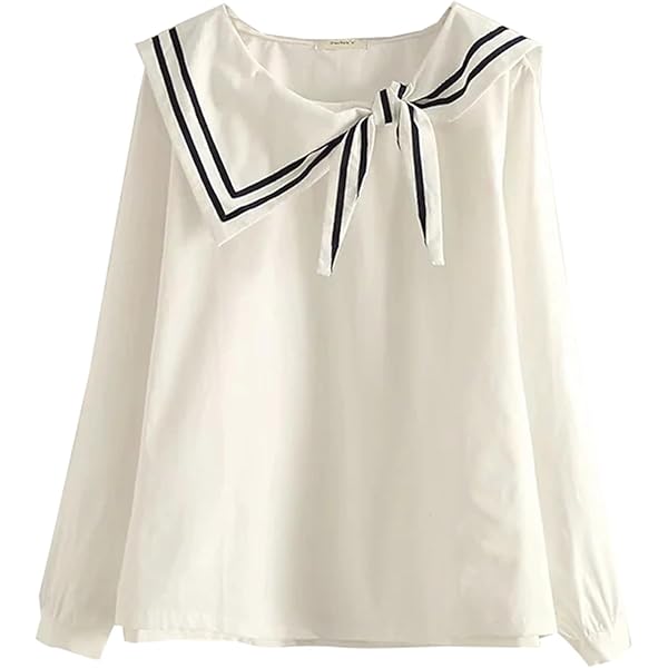 Cuteighteen Summer Sailor Collar Blouse Tie Bow Short Sleeve